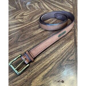VTG Polo Ralph Lauren Men's Tan Leather Belt Sz 38 Logo Nameplate Classic Preppy